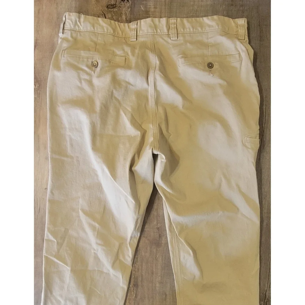 Duluth Trading Co Mens 36x30 Trim Fit Beige Flex Ballroom Khakis Chino Pants EUC